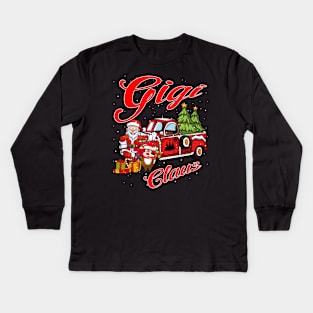 Gigi Claus Santa Car Christmas Funny Awesome Gift Kids Long Sleeve T-Shirt